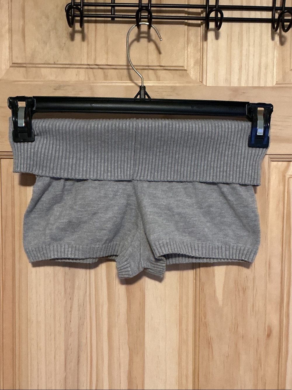 SHEIN Light Gray Ribbed Foldover Waist Shorts